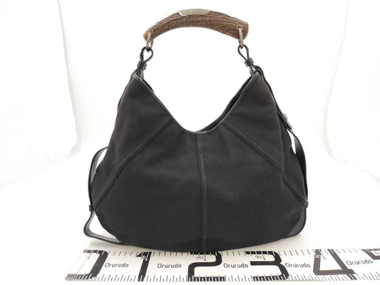 Yves Saint Laurent Mombasa Canvas Black SS Shoulder Bag
