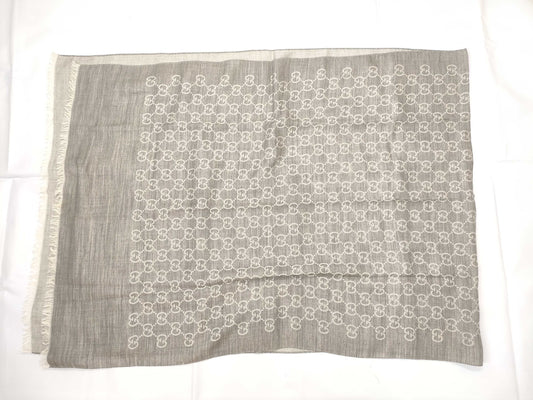 GUCCI GG GUCCI GG Pattern Stole Wool/Silk Grey W70cmxL192cm Muffler