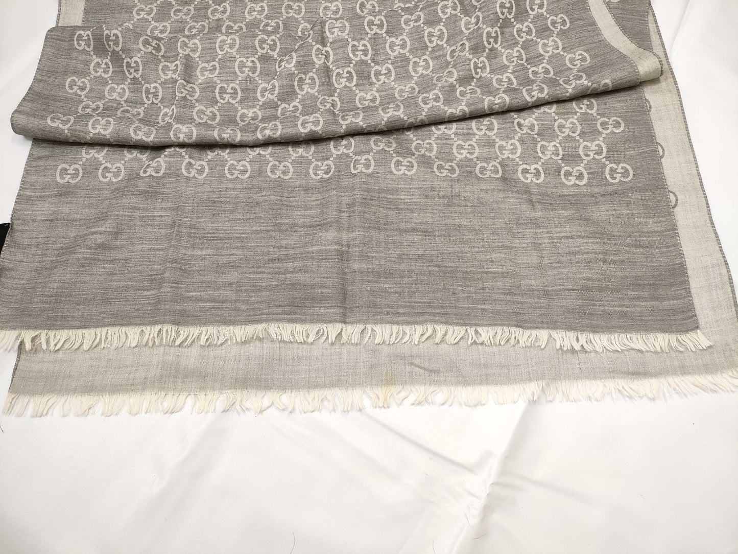 GUCCI GG GUCCI GG Pattern Stole Wool/Silk Grey W70cmxL192cm Muffler