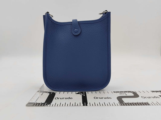 HERMES Mini Evelyn Amazone 16 TPM Blue Tie Silver Fittings K-Engraved Shoulder Bag