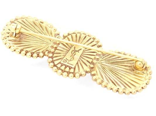 Yves Saint Laurent Yves Saint Laurent - Gold Color Multicolor Stone Brooch - 11.9g Brooch