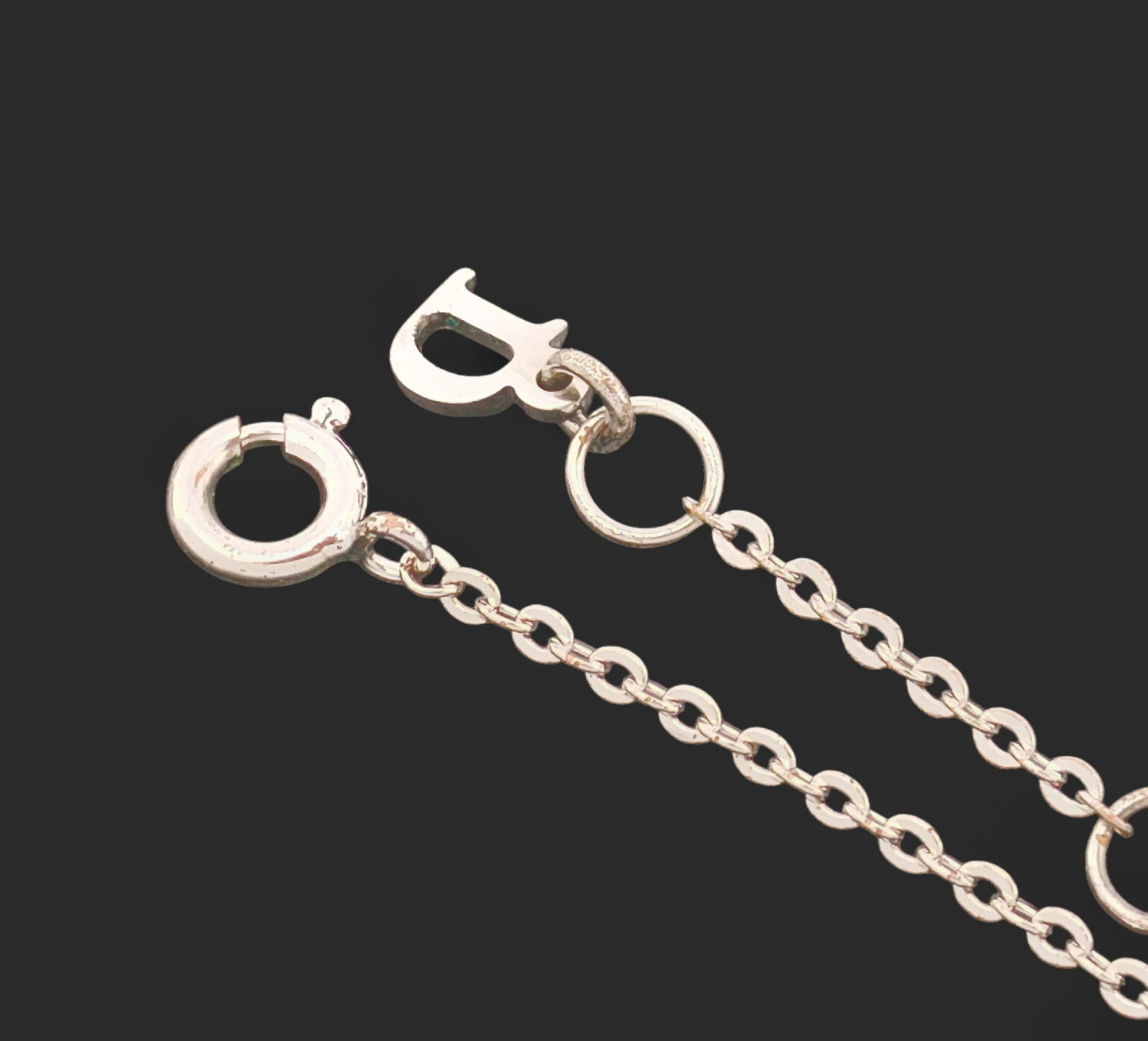 Dior Dior Silver Color Swing Logo Design Pendant Necklace 3.9g Necklace