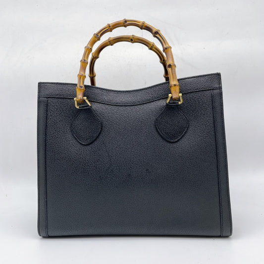 GUCCI Gucci Bamboo Leather Black Handbag