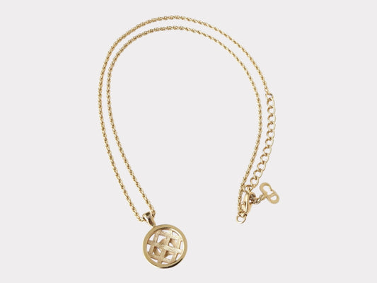 Dior Christian Dior CD Logo Circle GP Gold Necklace