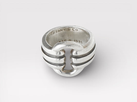 Tiffany & Co. Vintage Grooved Signette Silver 925 Ring No. 12 Ring