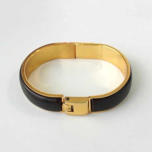 LOEWE Anagram Leather GP Gold Bracelet Bangle