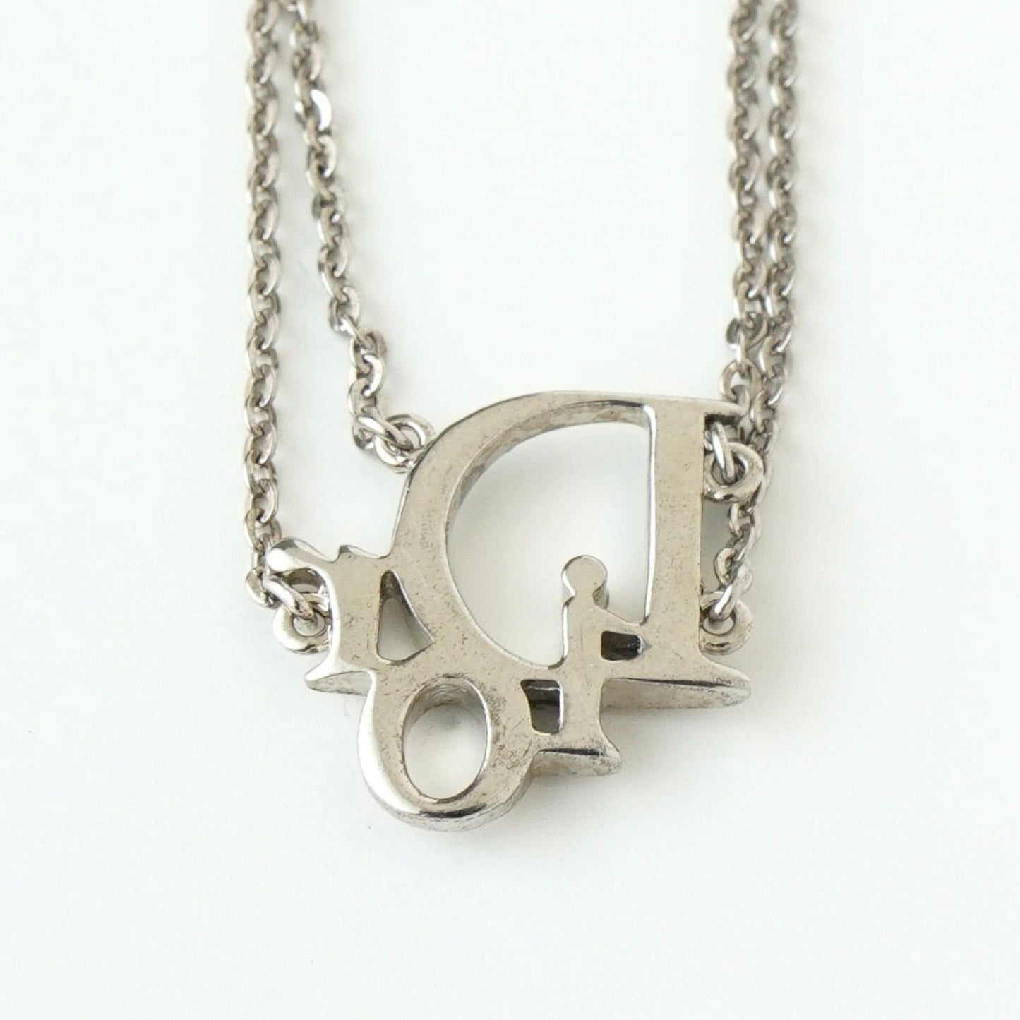 Dior Christian Dior Dior Logo Rhinestone Silver Bracelet Bangle