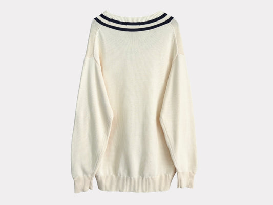 CHAPS RALPH LAUREN Chaps Ralph Lauren Childen Knit Ivory Logo Patch Size L Jacket