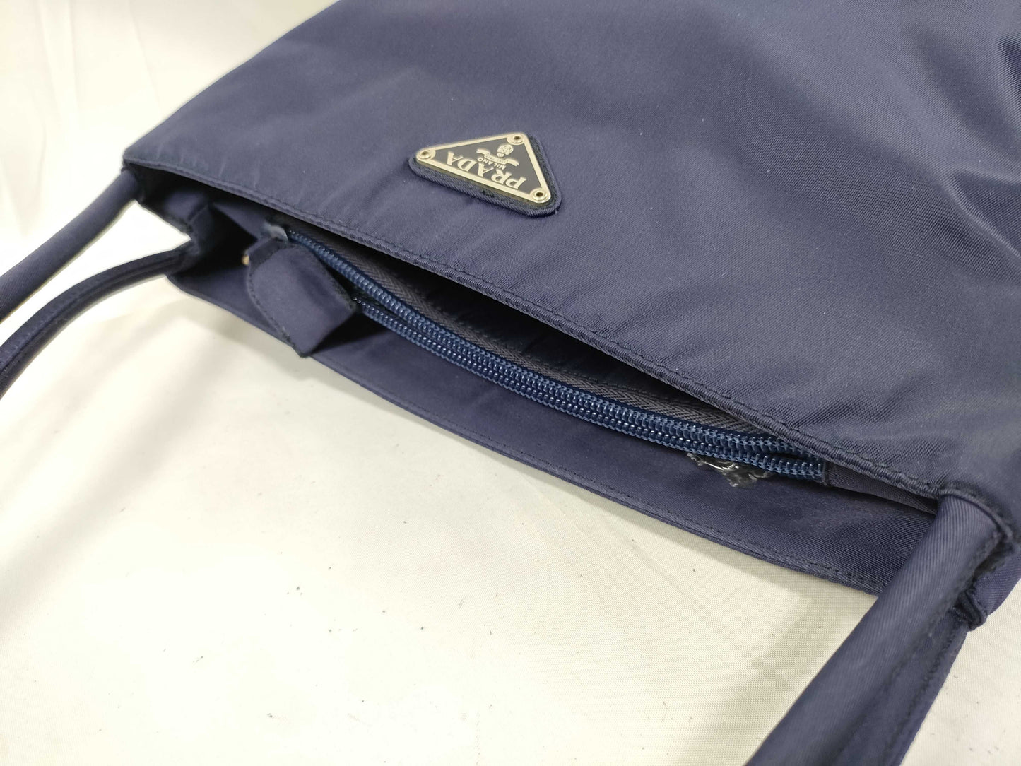 PRADA Nylon Prada Tote Bag Nylon Triangle Plate Navy Tote Bag