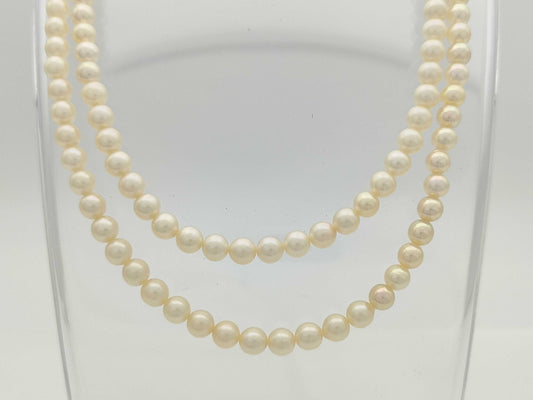 Long Akoya Semi Round Pearl Diameter Approx. 54-5.9mm SV 41.6g Necklace