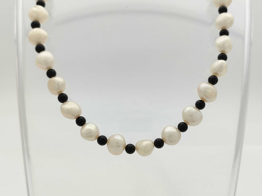 Colored stone freshwater pearl diameter approx. 7.0-8.0mm SV 27.3g necklace