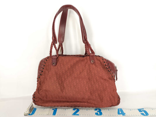 Dior Christian Dior Ethnic Line Handbag Nylon x Leather Handbag