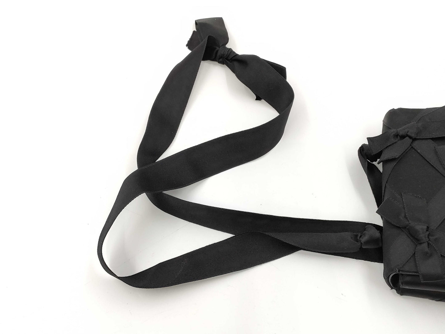 CHANEL Shoulder Satin Ribbon Black Shoulder Bag