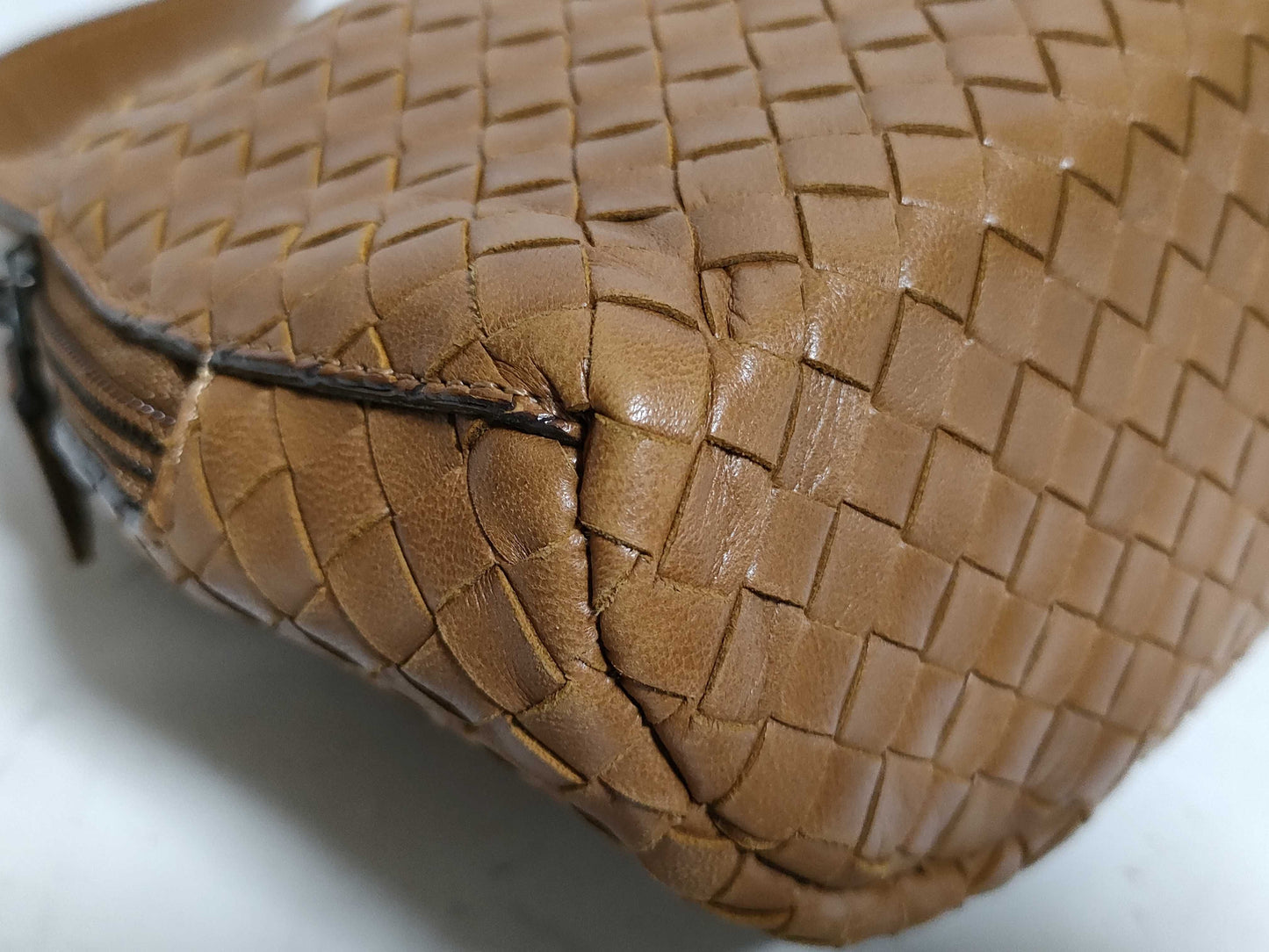 BOTTEGA VENETA Intrecciato Shoulder Bag, Brown, Round