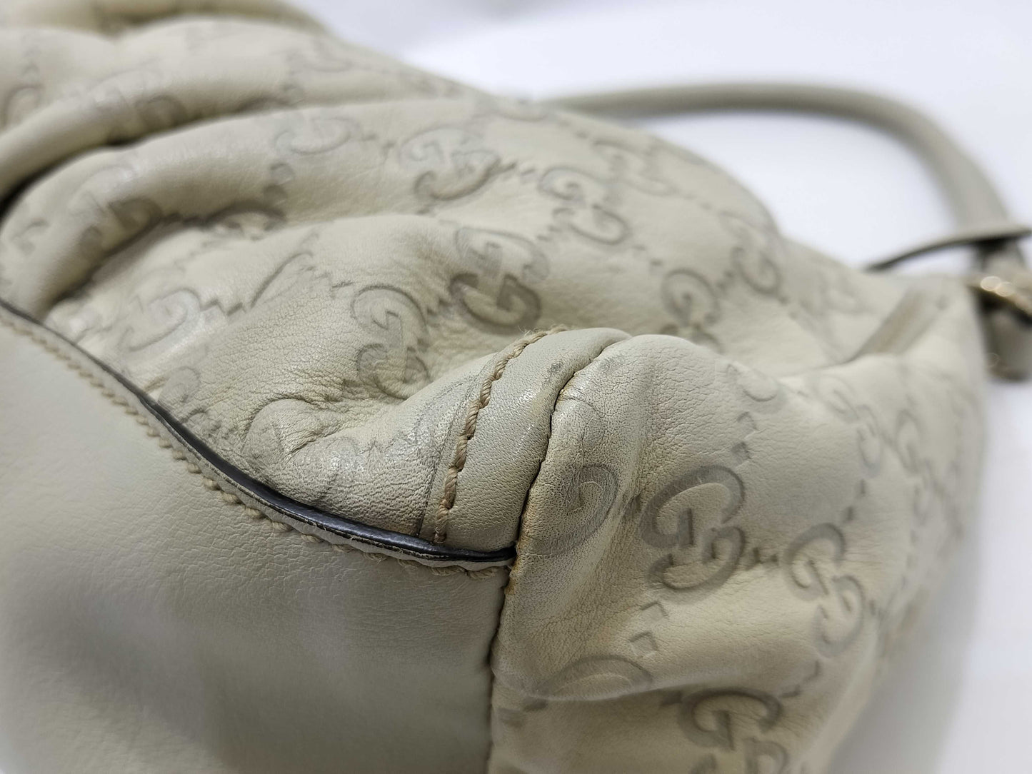 GUCCI Gucci Sima Gucci Sima One Shoulder Calf Ivory Shoulder Bag