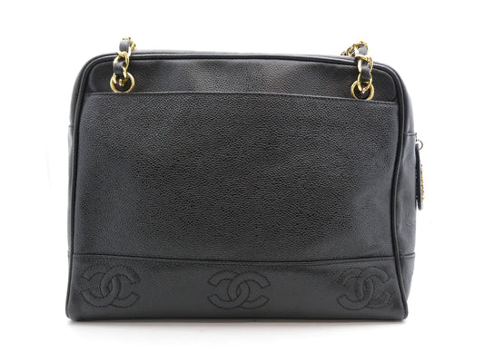 CHANEL Triple Coco Caviar Skin Chain Shoulder Bag