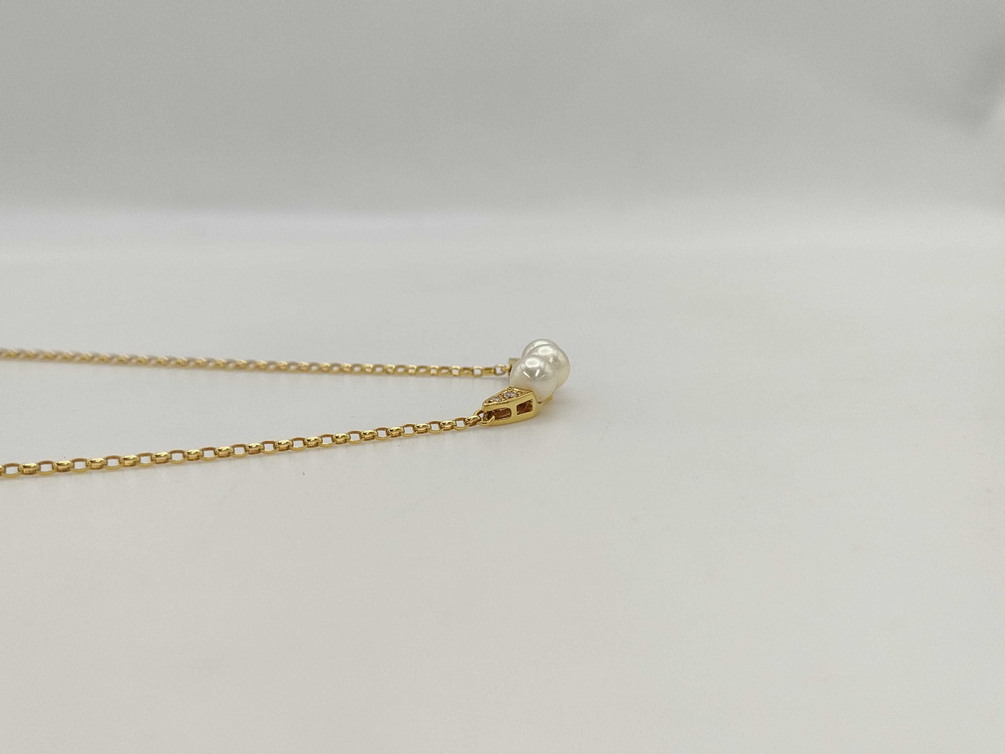 MIKIMOTO Pearl Necklace, Diameter: Approx. 5.1-5.4mm, Diamond, 18K Gold, 4.6g