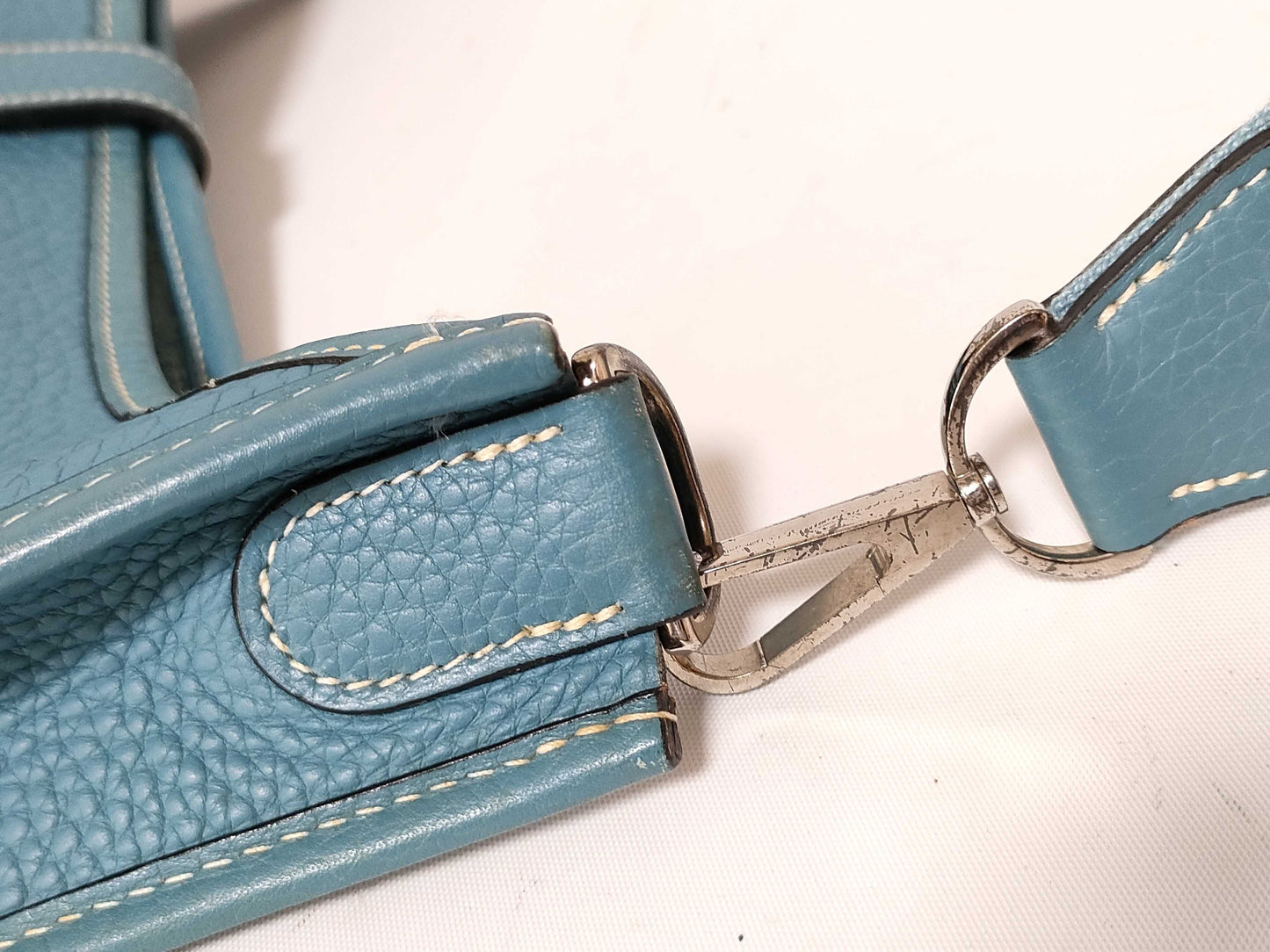 HERMES Evelyn Evelyn Shoulder Bag Leather Blue Shoulder Bag