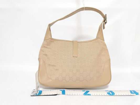 GUCCI GG Canvas Gucci Jackie One Shoulder Bag Brown Canvas x Leather Shoulder Bag