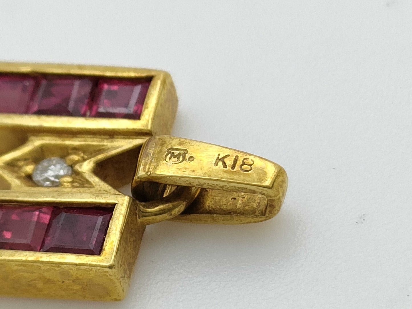 MIKIMOTO Ruby and Diamond 18K Gold Pendant Top