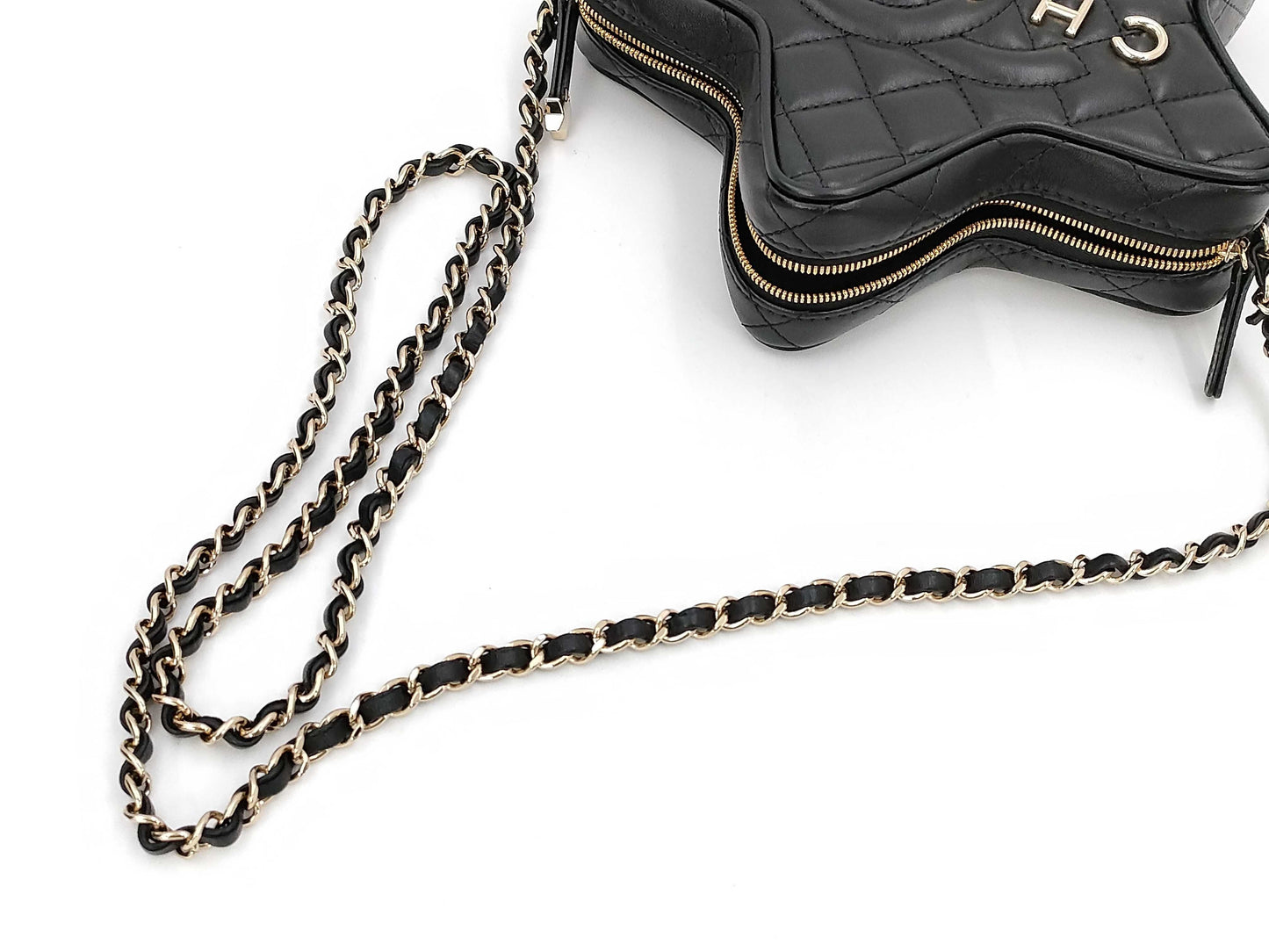 CHANEL Matlasse Lambskin Star Chain Black IC Plate Shoulder Bag
