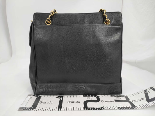CHANEL CHANEL Triple Coco Shoulder Bag Black Caviar Skin 3rd Tote Bag