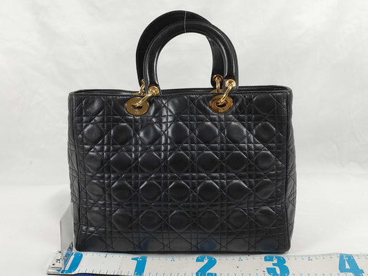 Dior Lady Dior DIOR/Christian Dior Lady Dior Large Bag Handbag Black Lambskin Handbag
