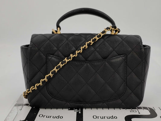 CHANEL CHANEL Top Handle Caviar Skin Gold Fittings 2way Handbag Chain Shoulder Bag Black Black 17th Shoulder Bag