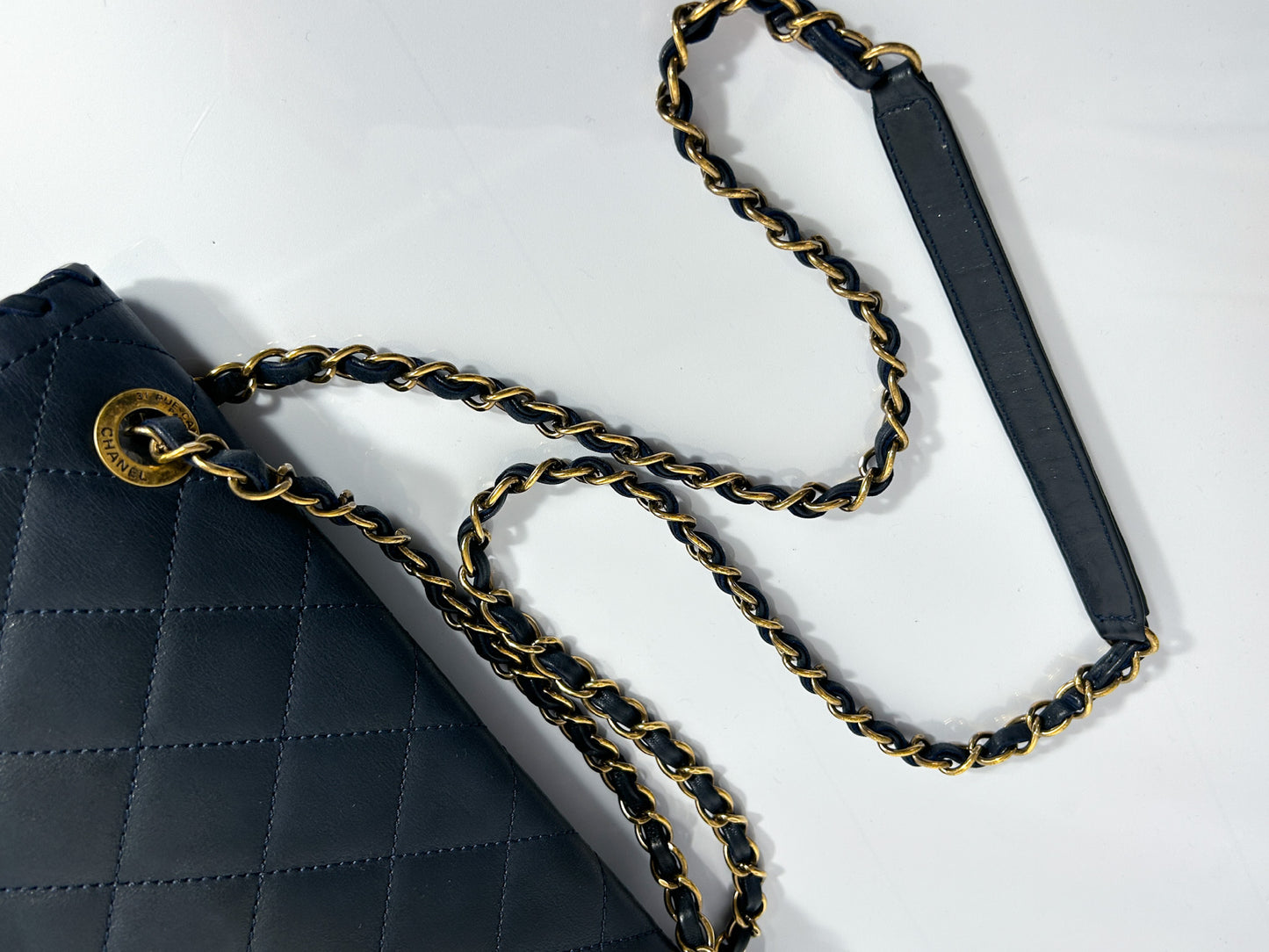 CHANEL Matlasse Chain Shoulder Calf Navy 21st Series with Sticker/Card Shoulder Bag