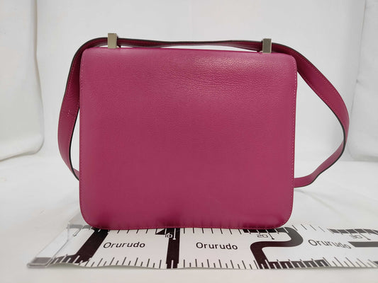 HERMES Constance 3 23 Rose Purple C Stamp Silver Hardware Shoulder Bag