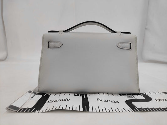 HERMES Kelly Swift Pochette, Platinum, CP Hardware, K Stamp, Hardware Seal, Handbag