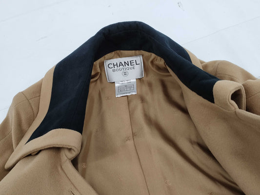 CHANEL Fall/Winter Wool Coat, Beige x Black, #36, 98A