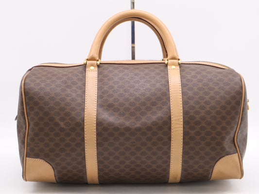 CELINE PVC x Leather Macadam Boston Bag Brown Boston Bag