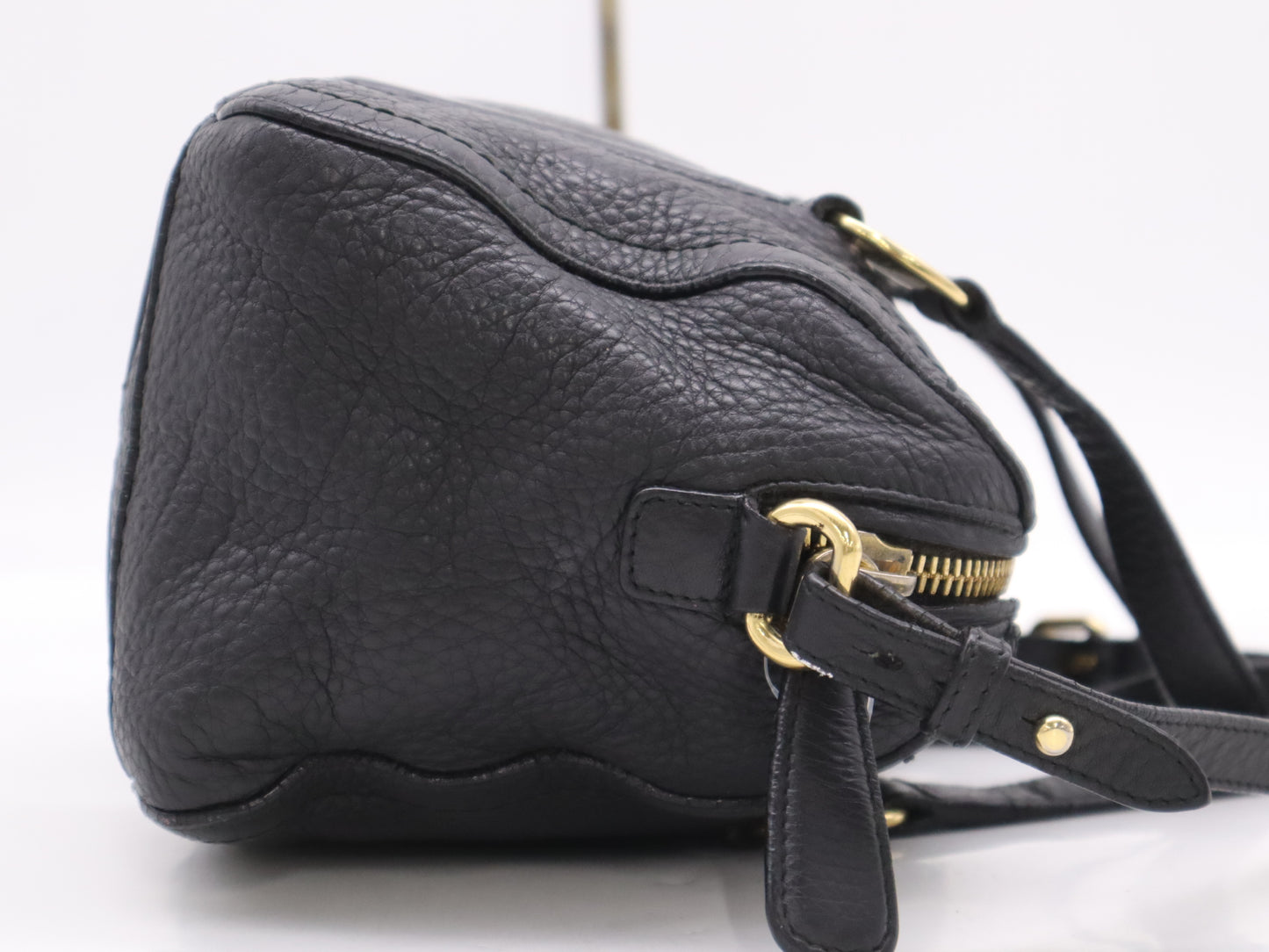 Salvatore Ferragamo Leather 2-Way Bag, Black, with Shoulder Strap, Handbag