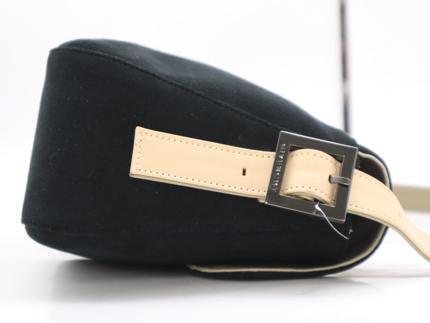 GIVENCHY Suede and Leather One-Shoulder Bag in Black and Beige with Pouch