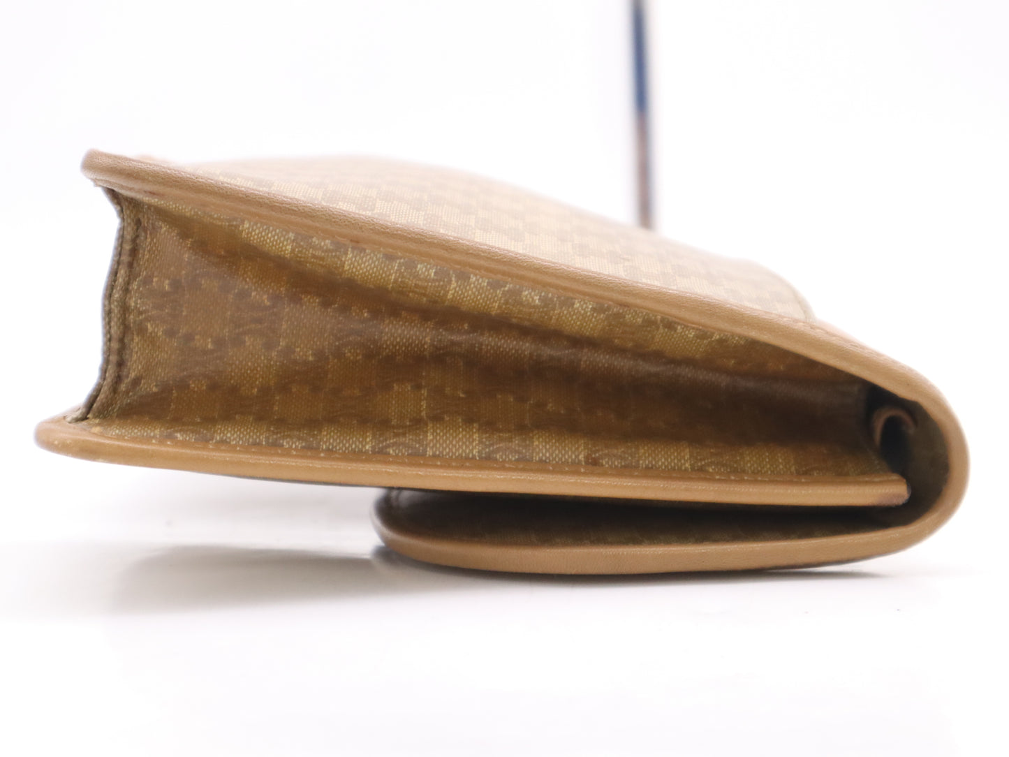 CELINE PVC x Leather Macadam Pattern Second Bag in Beige and Brown