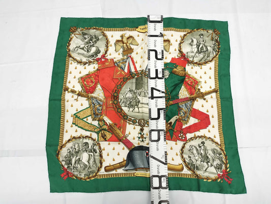 HERMES Silk Carré 90 NAPOLEON Napoleon Green Multicolor Scarf