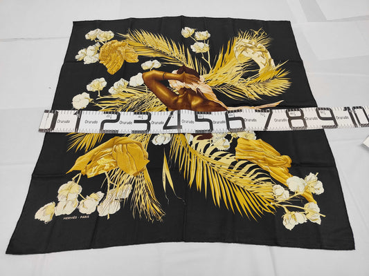 HERMES Silk Carré 90 TURBANS DES REINES Queen's Turban Scarf Black Brown