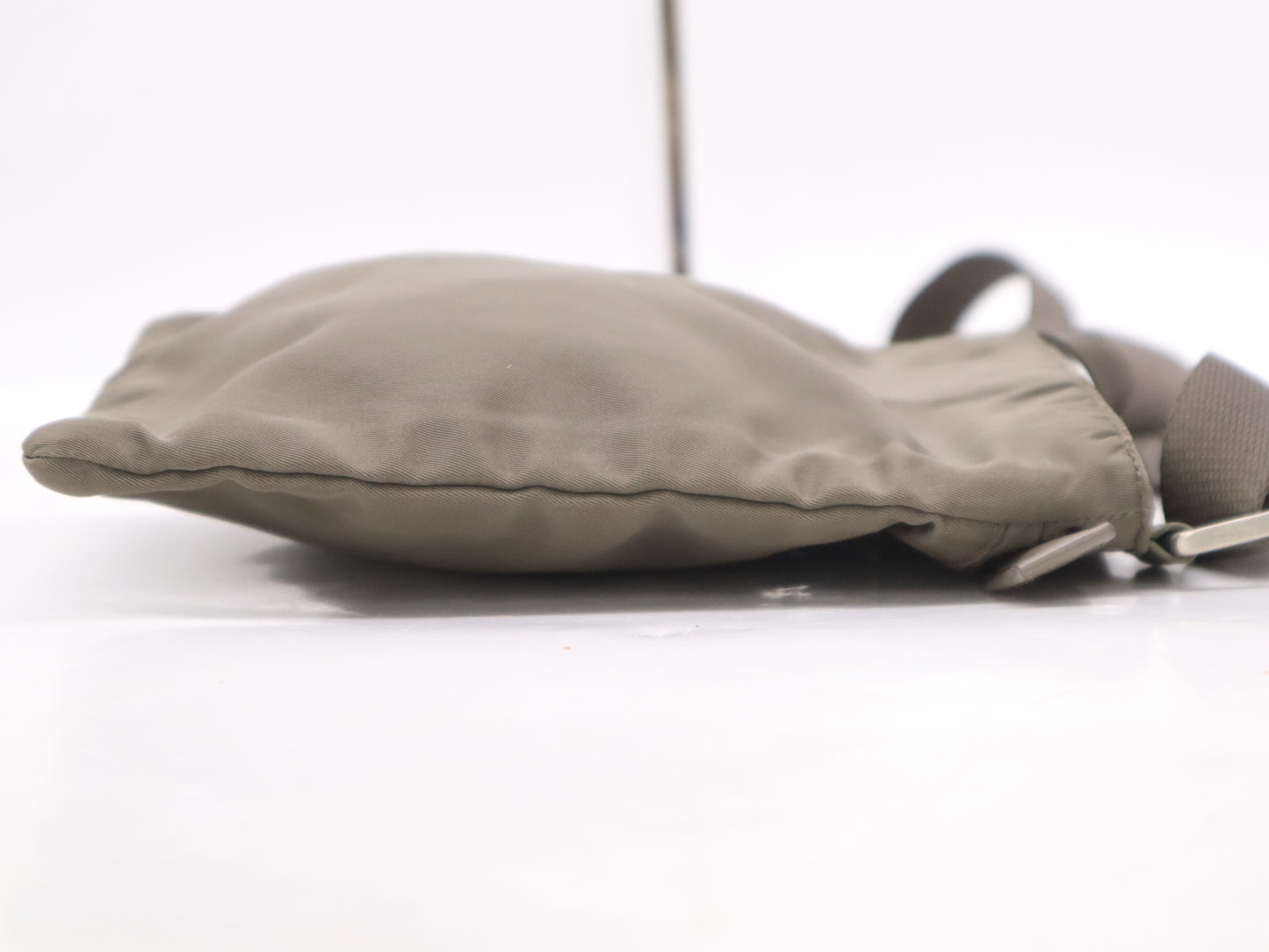 PRADA Nylon Triangle Logo Khaki Shoulder Bag