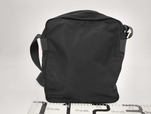 PRADA Nylon Triangle Logo Plate Shoulder Bag
