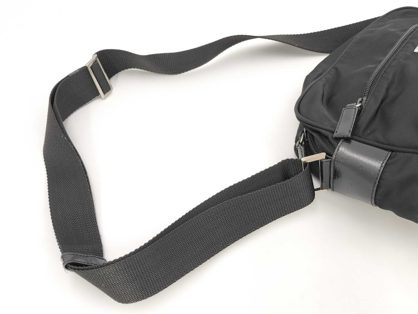 PRADA Nylon Triangle Logo Plate Shoulder Bag