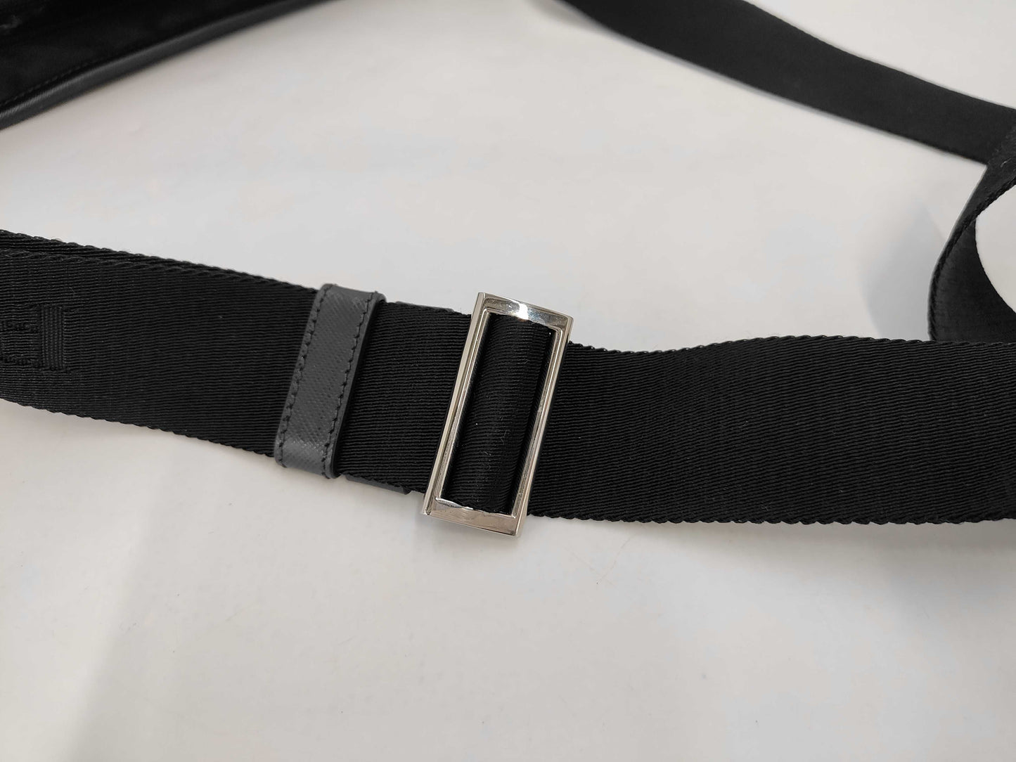 PRADA Nylon/Leather Triangle Logo Plate Shoulder Bag