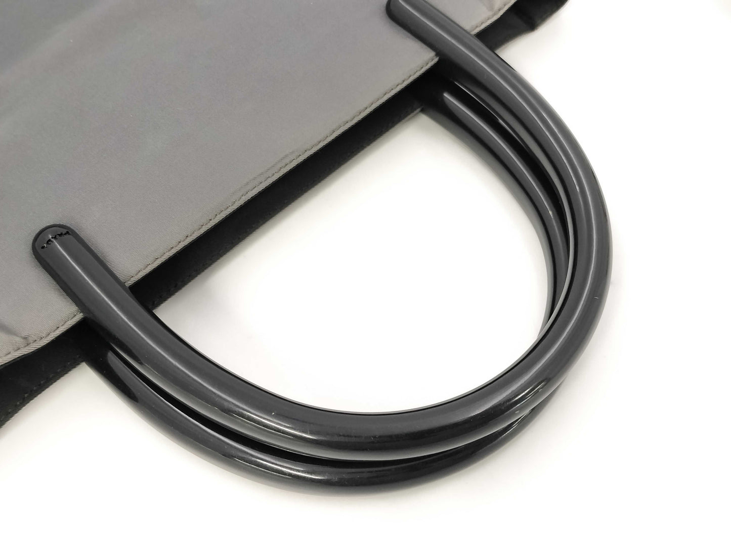 PRADA Nylon Top Handle Grey Handbag