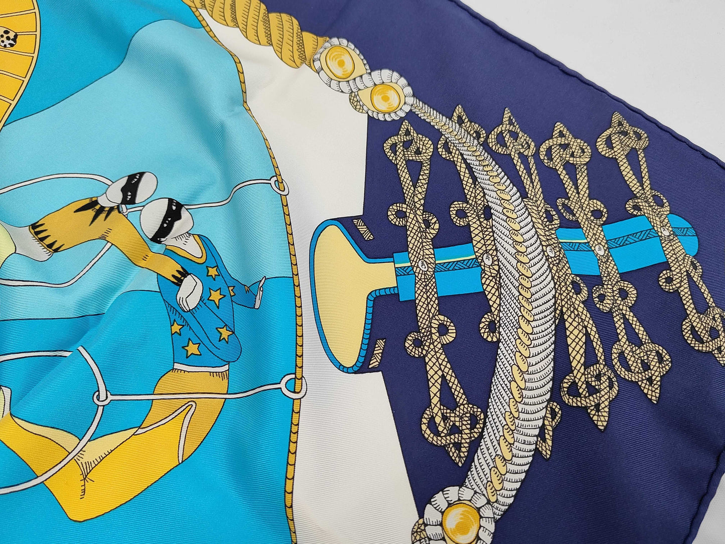 HERMES Silk Carré 90 Circus Blue Multicolor Scarf