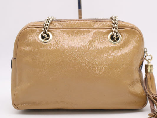 GUCCI 308983 Leather Soho Chain Shoulder Bag in Beige with GD Hardware