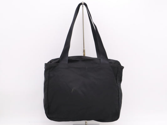 PRADA Nylon Triangle Logo Black Silver Hardware White Tag 123 Shoulder Bag