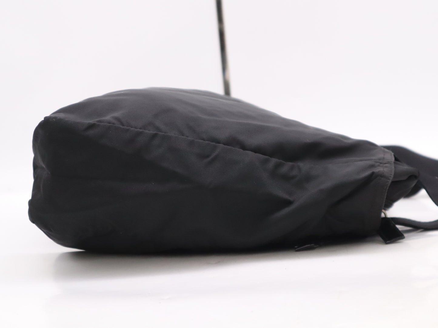 PRADA Nylon Triangle Logo Black Silver Hardware White Tag 123 Shoulder Bag