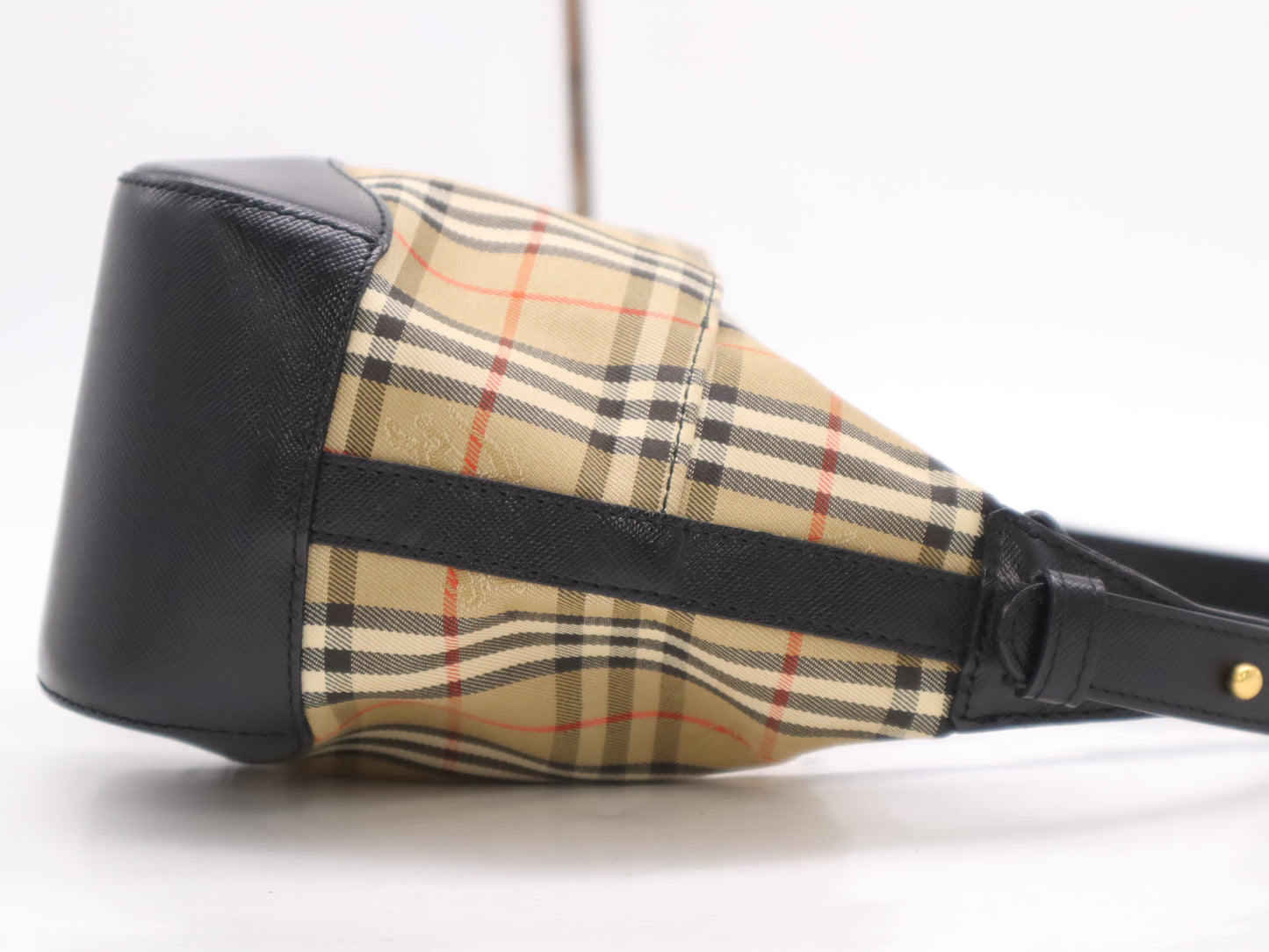 BURBERRY Canvas x Leather Nova Check One Shoulder Bag Brown Black Shoulder Bag with Charm