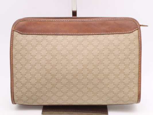 CELINE Canvas/Leather Macadam Clutch Bag Beige Brown Clutch Bag