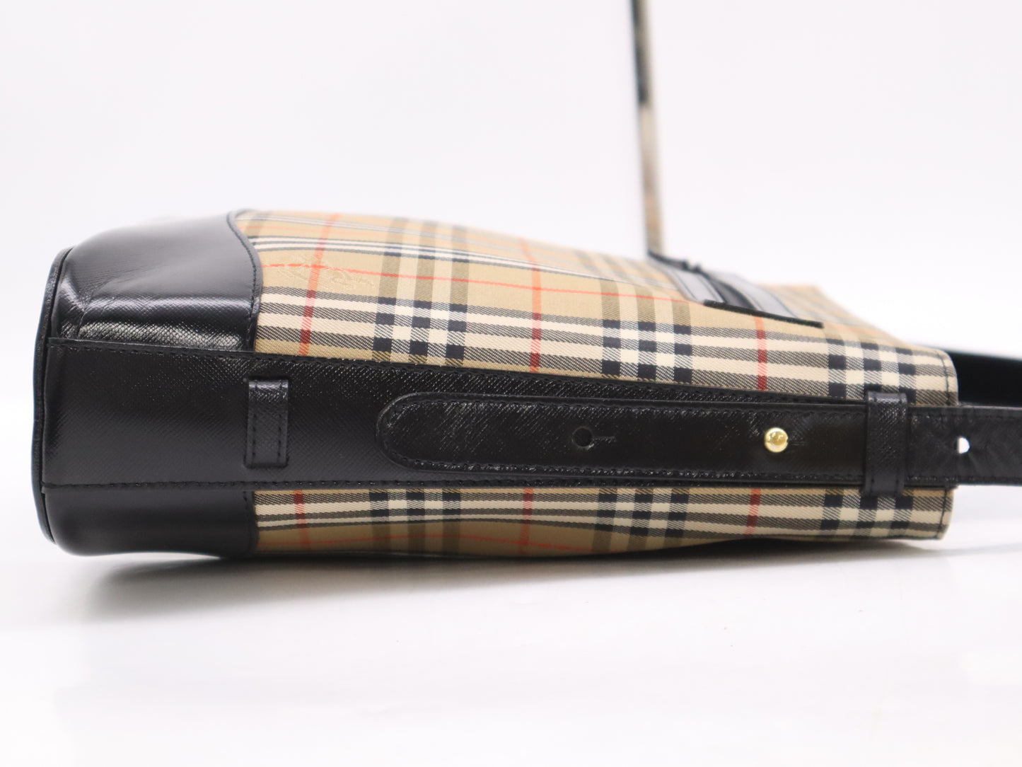 BURBERRY FB3016 Canvas x Leather Nova Check Shoulder Bag Brown Black Shoulder Bag with Charm